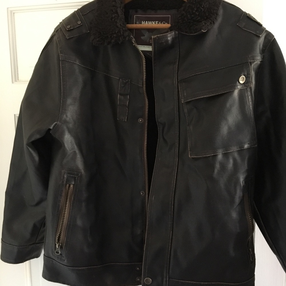 Faux Leather, Fleece Lined Bomber Jacket